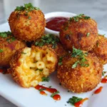 Crispy Fried Mac and Cheese Balls served with dip