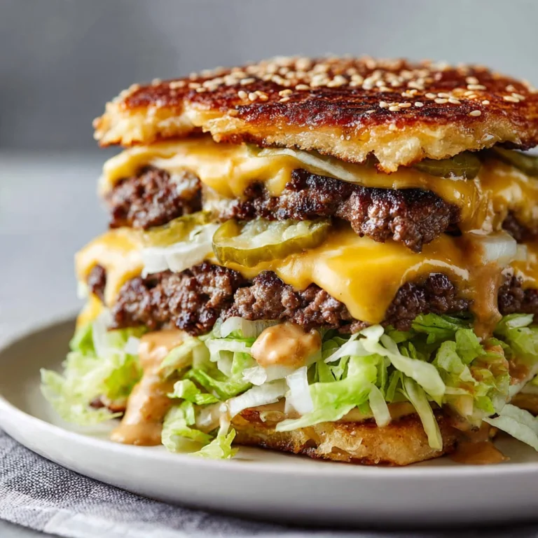 Keto Big Mac Smash Burgers topped with lettuce, cheese, and special sauce