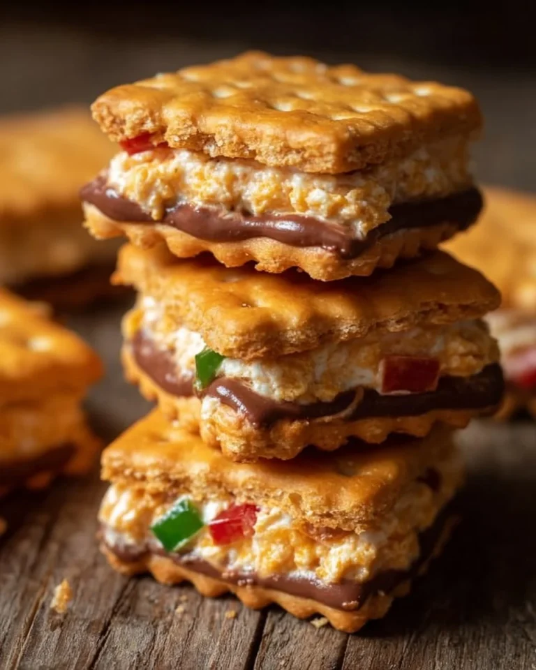 Plate of delicious Ritz Cracker Sandwiches for a party appetizer