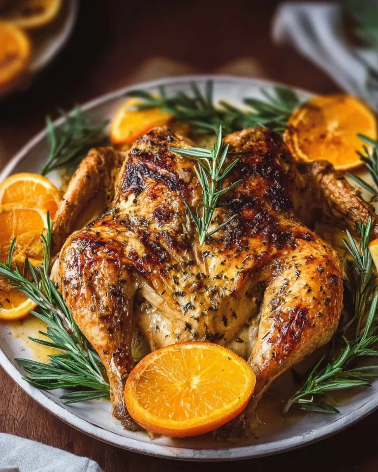 Rosemary Orange Spatchcock Chicken cooked to perfection with herbs and citrus