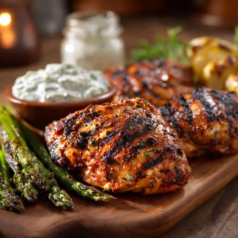 Delicious Smoky Chipotle Grilled Chicken served with fresh sides