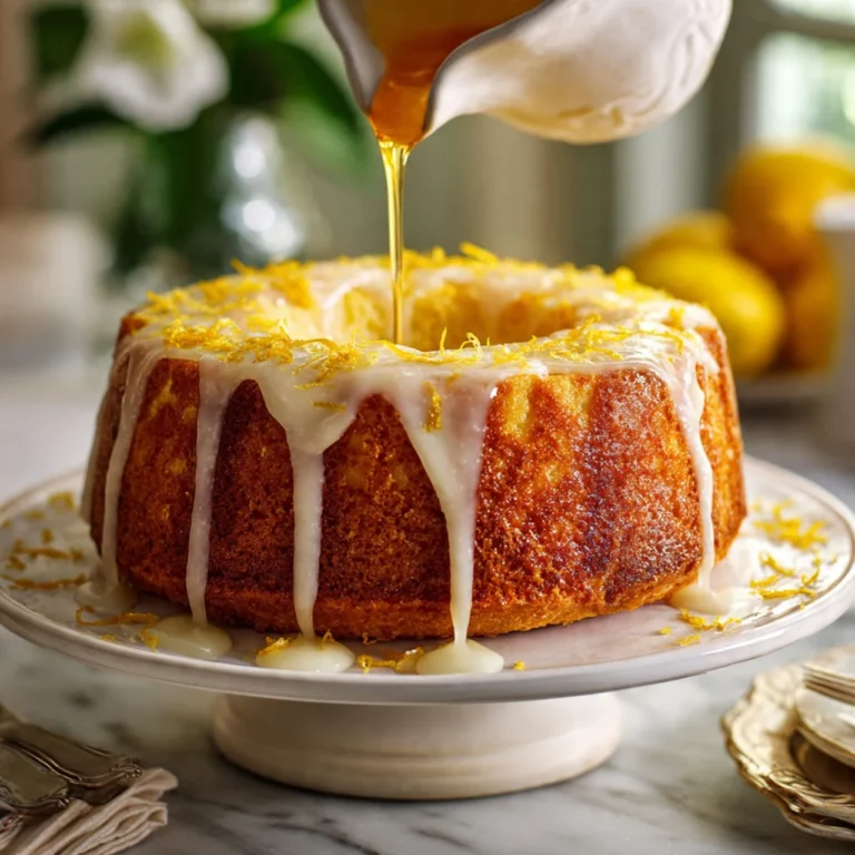 Slice of zesty buttery cake with citrus frosting on a decorative plate
