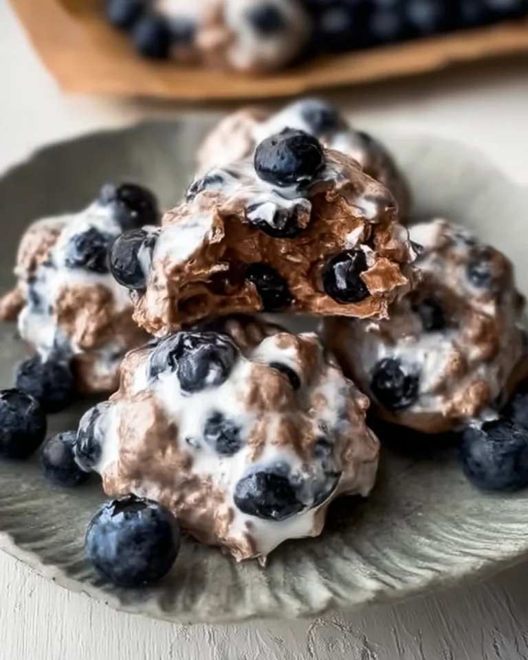 3 ingredient blueberry yogurt clusters on a parchment paper
