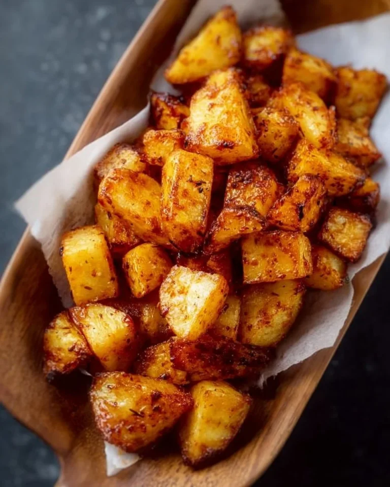 Crispy air fryer breakfast potatoes served in a bowl with herbs.