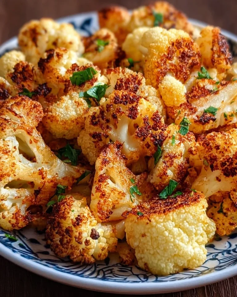 Crispy air fryer cauliflower recipe with seasonings and dipping sauce