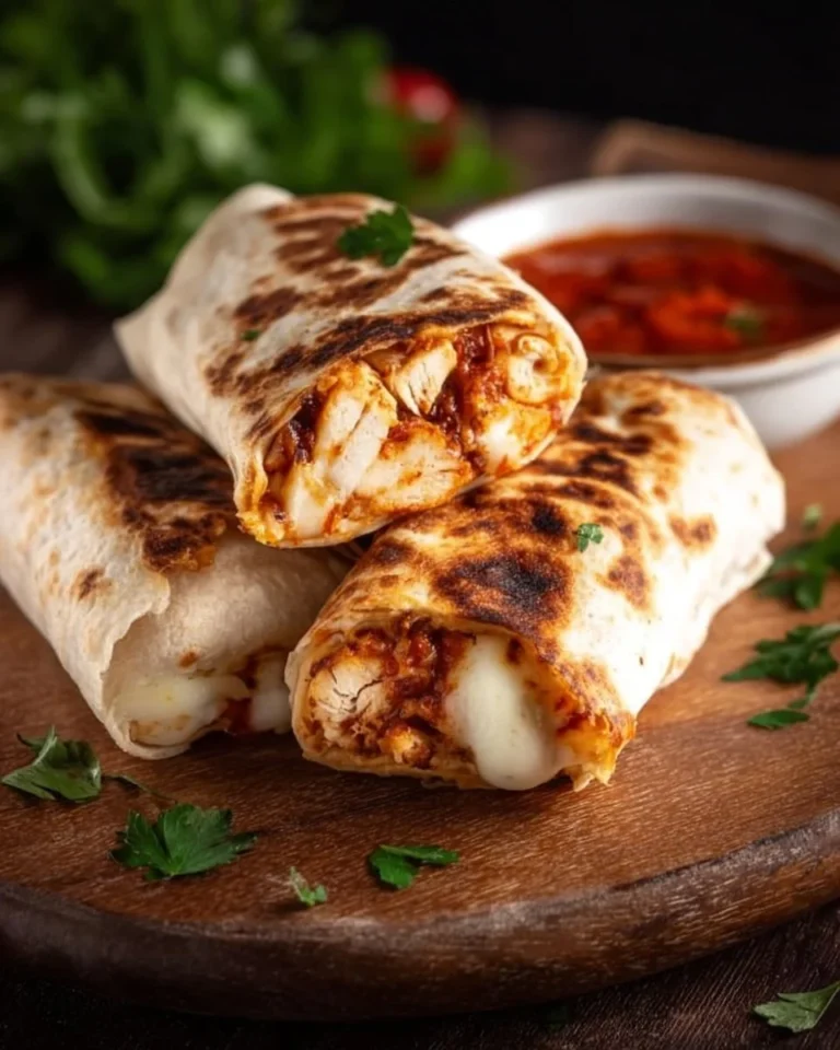 Delicious Air Fryer Chicken and Mozzarella Wraps served on a plate