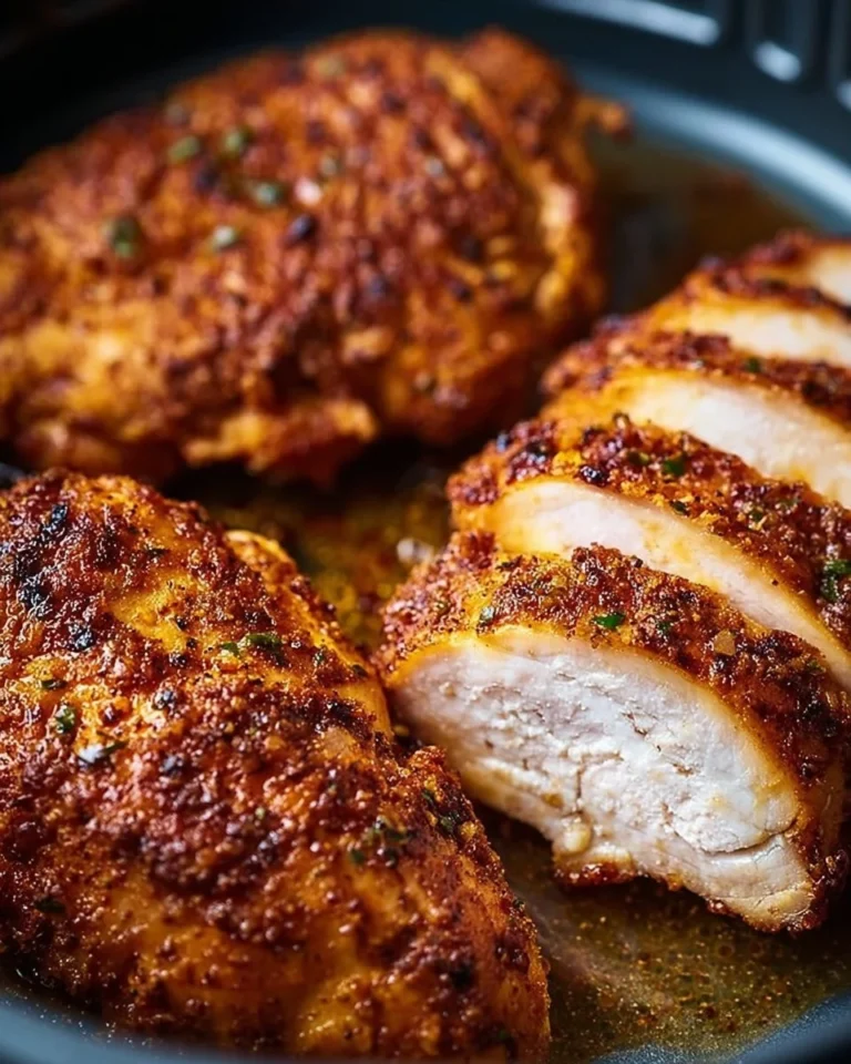 Juicy air fryer chicken recipe served on a plate with herbs
