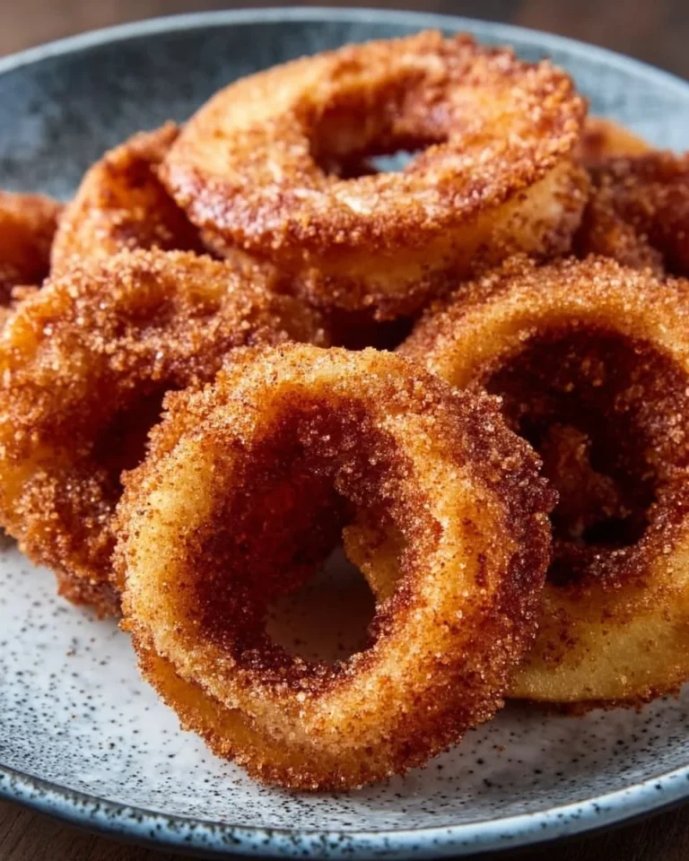 Delicious air fryer cinnamon apple rings served on a plate