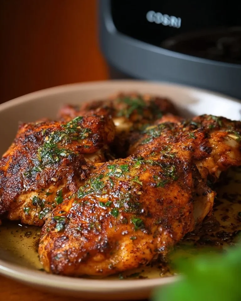 Air Fryer Garlic Butter Chicken dish served with herbs and spices