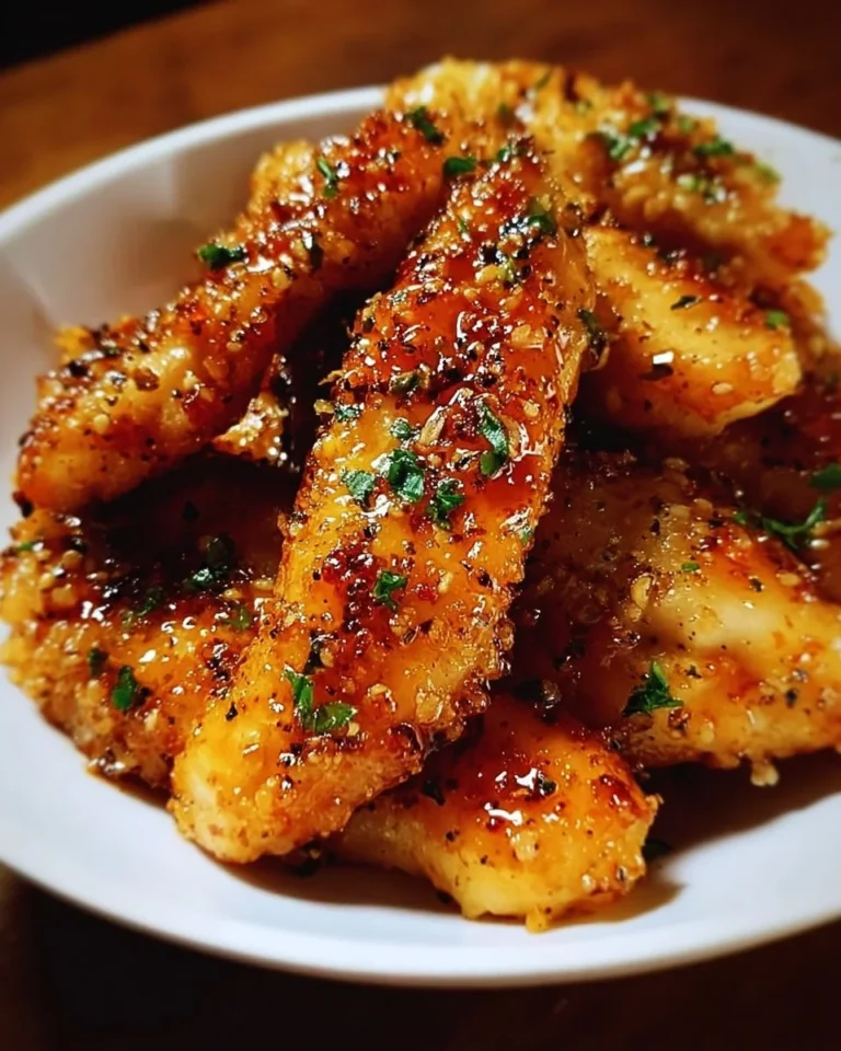 Air Fryer Honey Butter Garlic Chicken Tenders served on a plate
