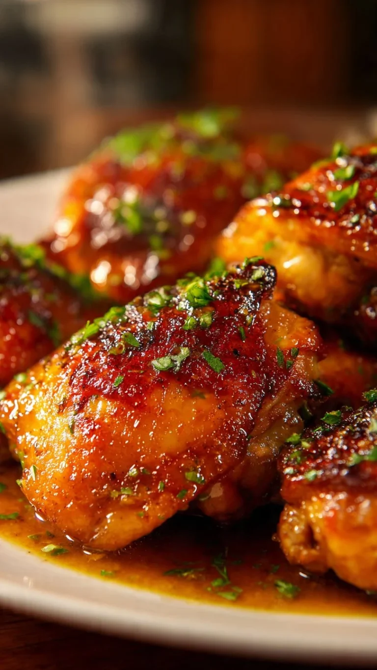Bobby Flay chicken thighs in creamy garlic sauce served on a plate