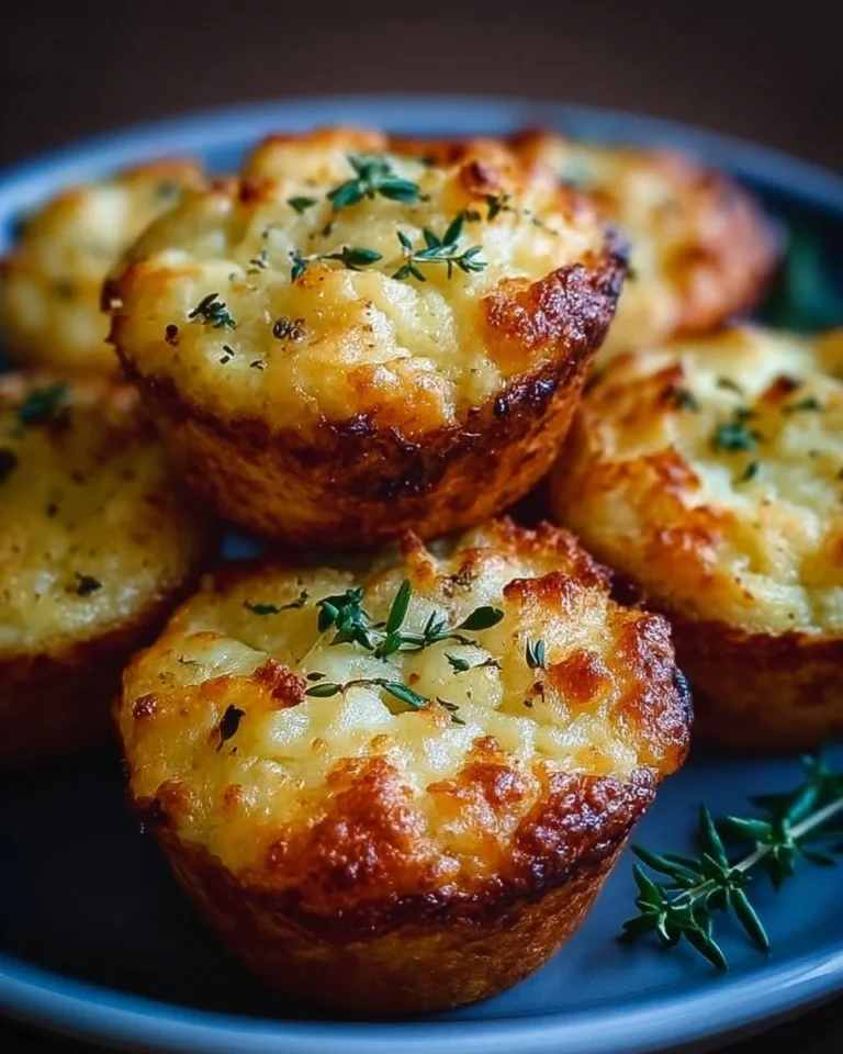 Delicious cheesy mashed potato muffins baked to golden perfection.