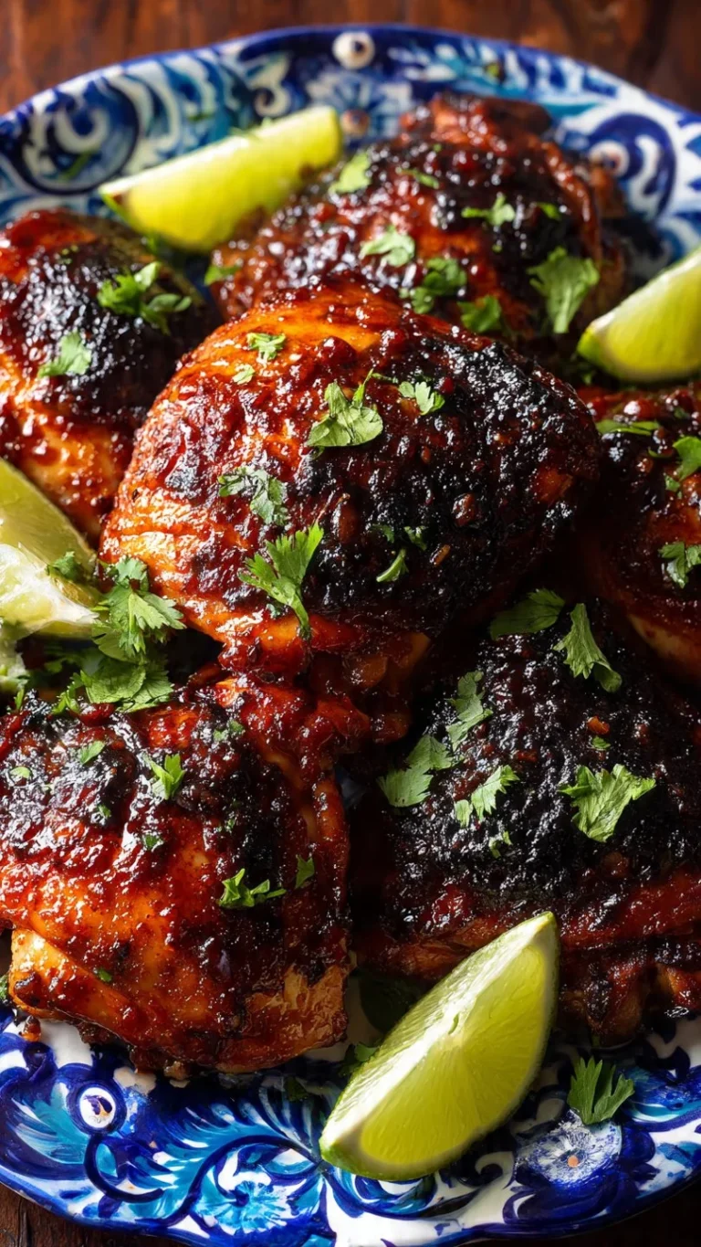 Delicious Chipotle Honey Chicken Thighs garnished and ready to serve