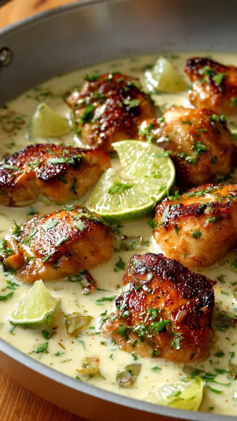 Delicious Coconut Lime Chicken garnished with fresh herbs