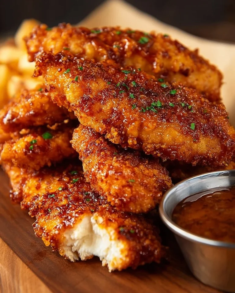 Plate of crispy Crack Chicken Tenders with dipping sauce