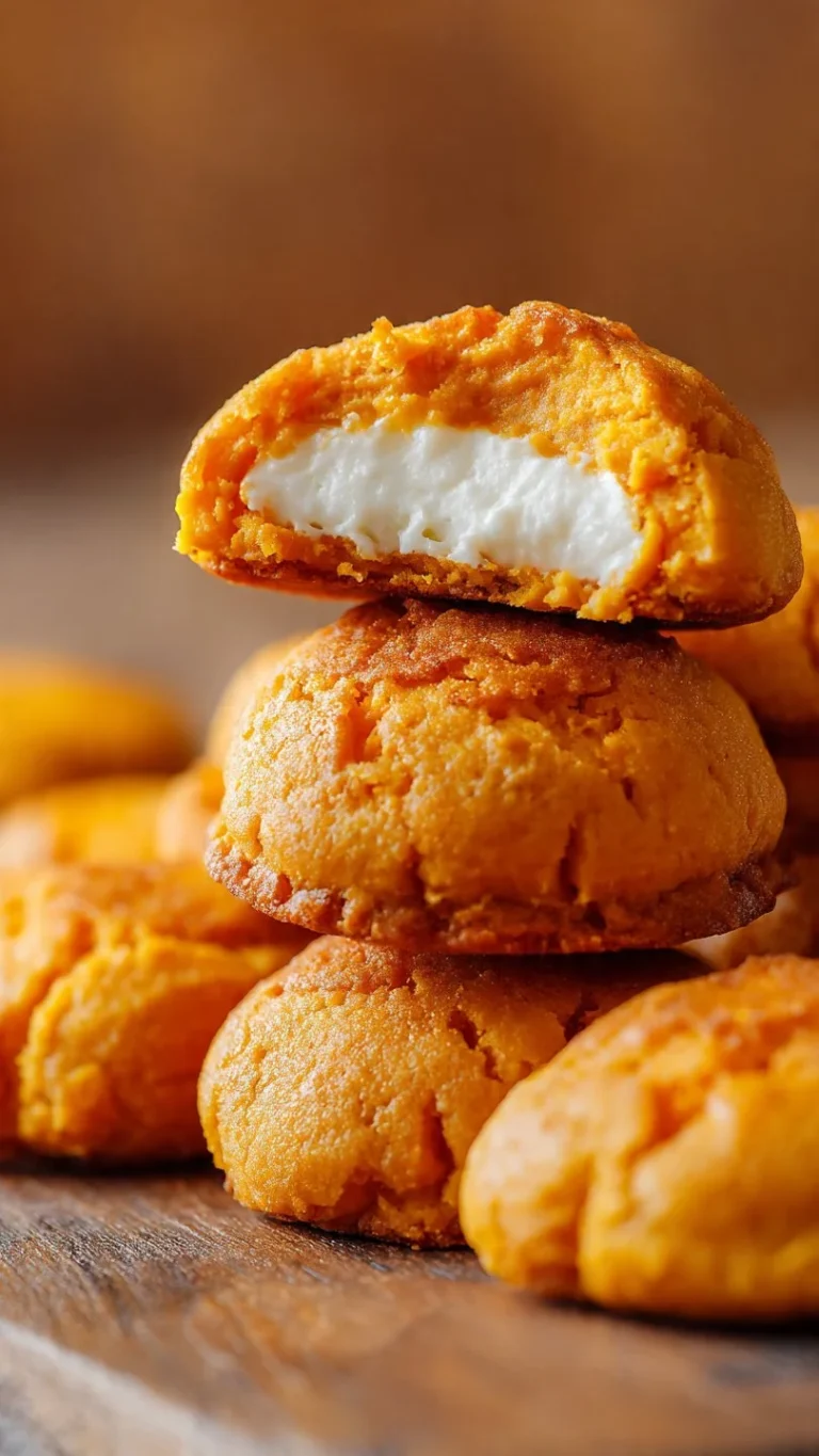Creamy sweet potato pie cheesecake cookies on a serving plate.