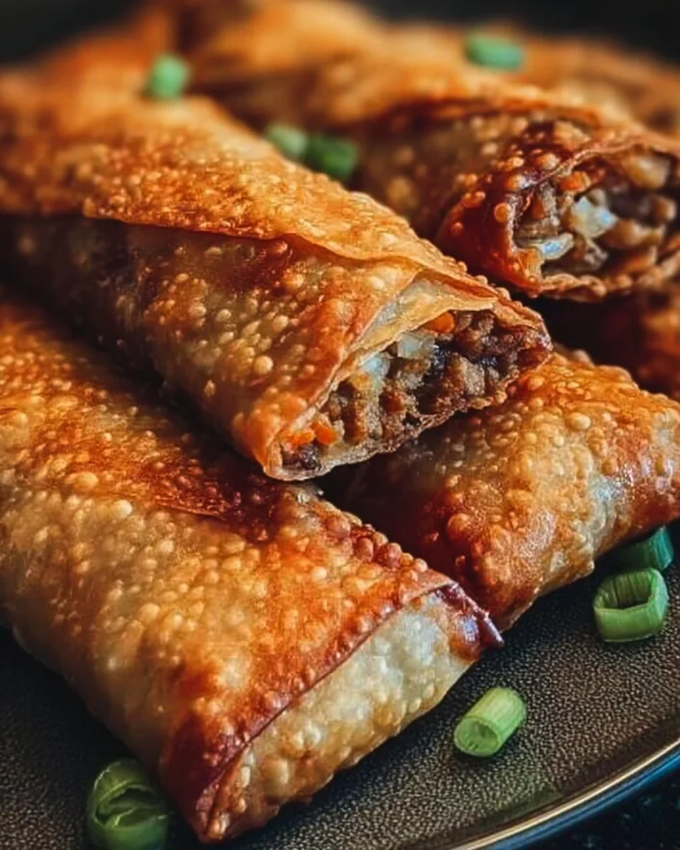 Plate of crispy air fryer egg rolls served with dipping sauce