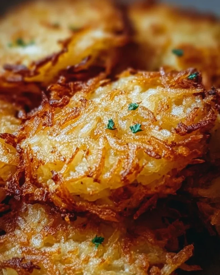 Crispy air fryer hashbrowns served on a plate with herbs and spices