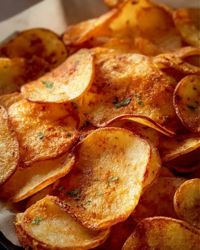 Crispy homemade air-fryer potato chips served in a bowl