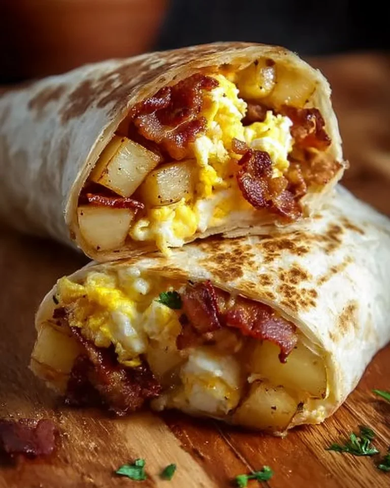 Crispy Bacon Egg and Cheese Burrito with Potatoes served on a plate