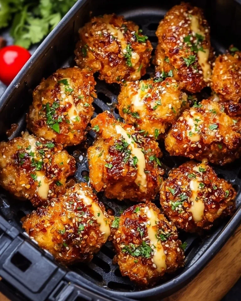 Crispy Bang Bang Chicken cooked in the air fryer, golden and flavorful.