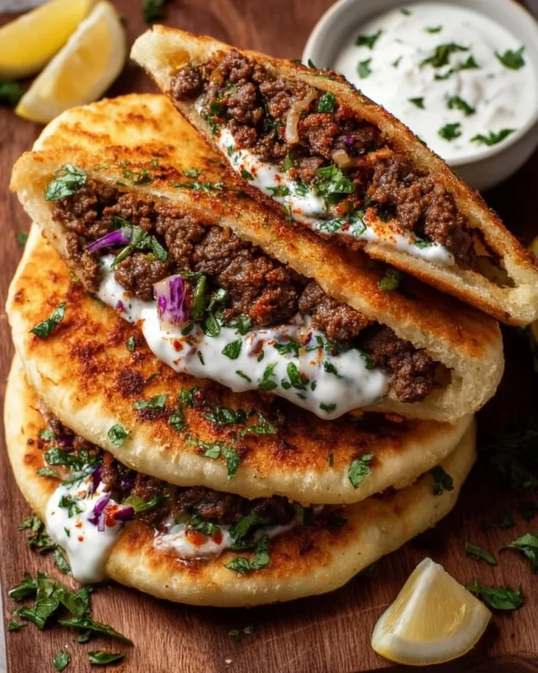 Crispy Lebanese Beef Pita Arayes filled with seasoned ground beef