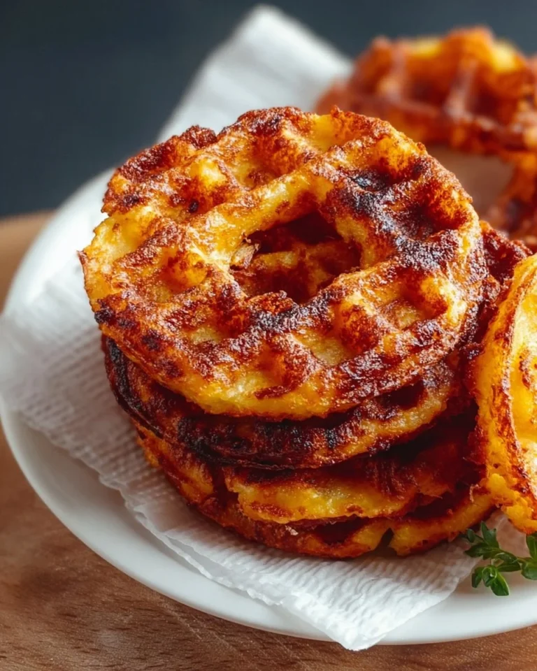 Crunchy keto onion rings made with a chaffle recipe