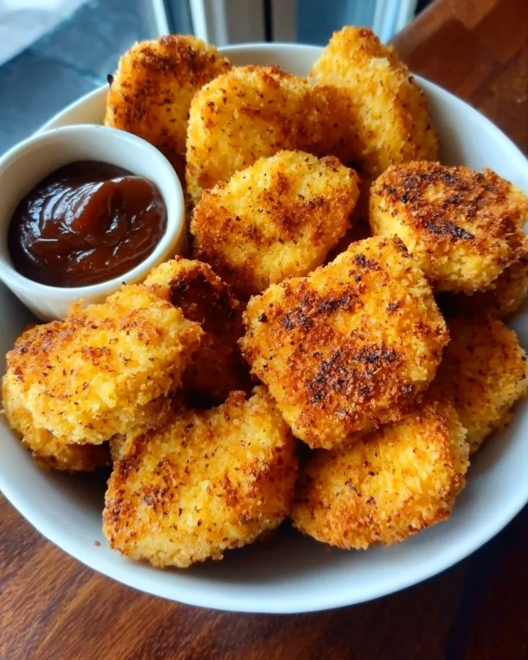 Easy baked chicken nuggets recipe made with canned chicken