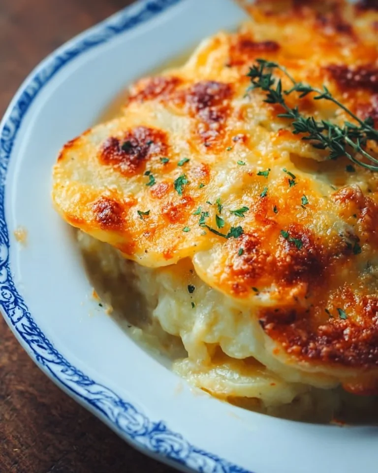 Delicious easy Keto Scalloped Potatoes with creamy cheese sauce