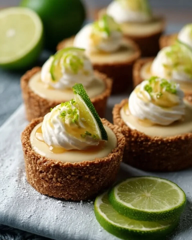 Delicious mini no bake key lime pies served with lime wedges