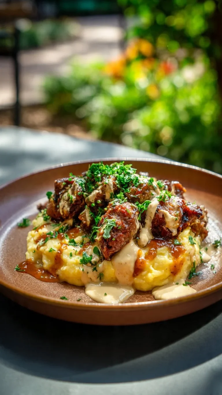 Plate of Emeril's sauerkraut and sausages served with fresh herbs