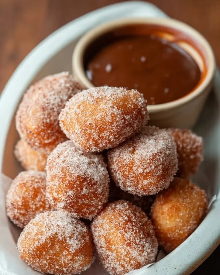 Fluffy air fryer churro bites dusted with cinnamon sugar on a plate.
