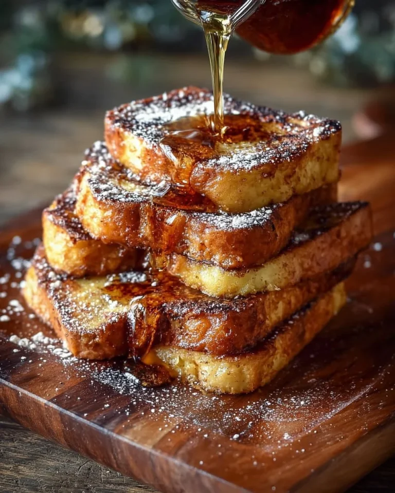 Delicious French Toast made with Hawaiian rolls topped with syrup and berries