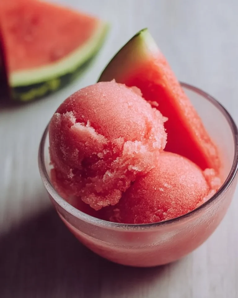 Refreshing homemade watermelon sorbet made with just two ingredients