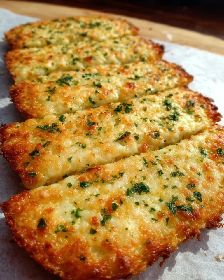 Low carb garlic bread with cheese served on a wooden platter
