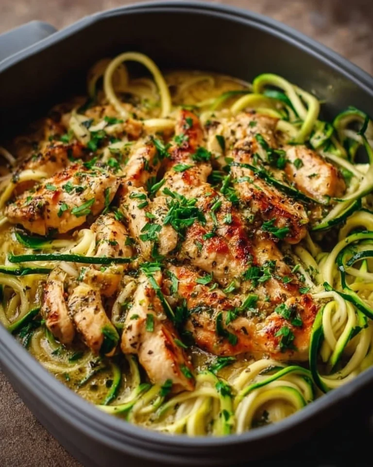 Garlic Butter Chicken served with fresh Zucchini Noodles