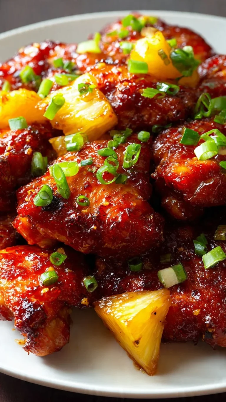 Hawaiian Turn Turn Chicken served with tropical garnishes and spices.