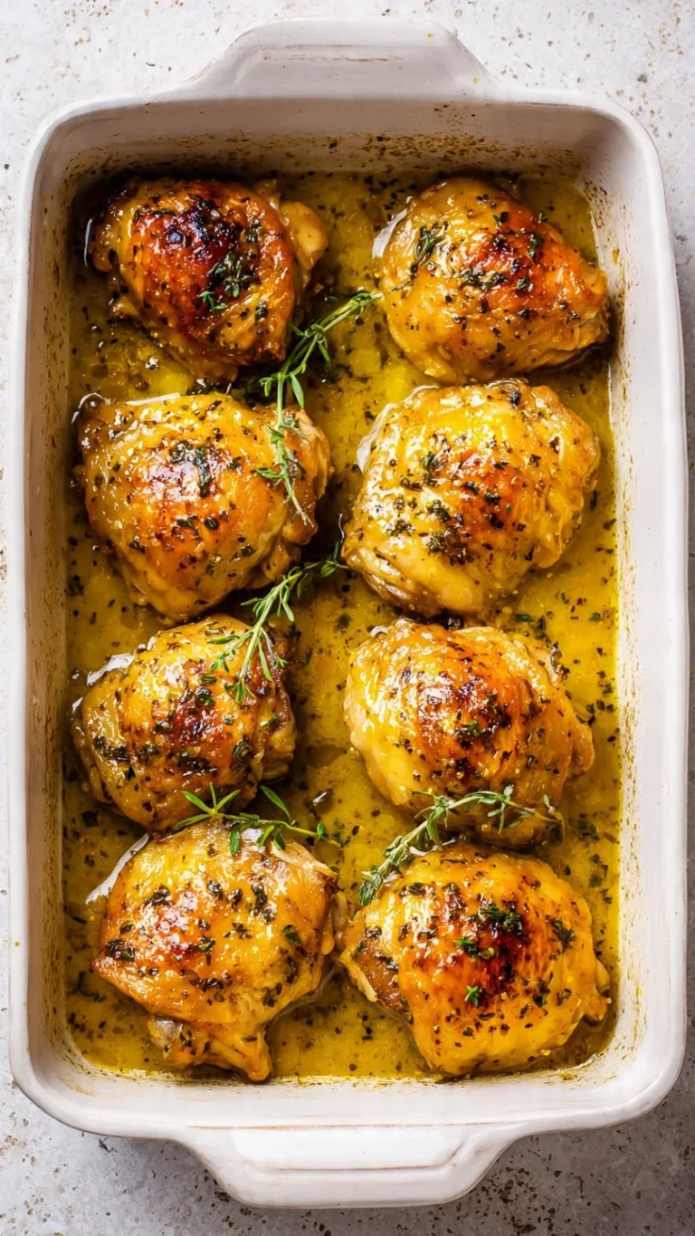 Delicious Herbed Honey Mustard Chicken garnished with herbs