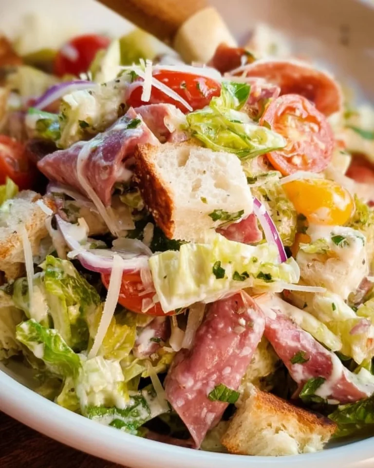 Colorful Italian Grinder Salad with fresh vegetables and Italian meats