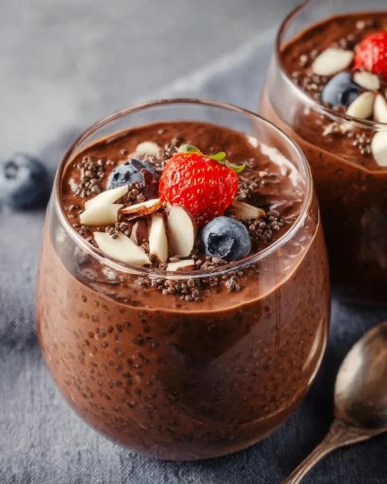 Keto Chocolate Chia Pudding in a bowl with chocolate flakes on top