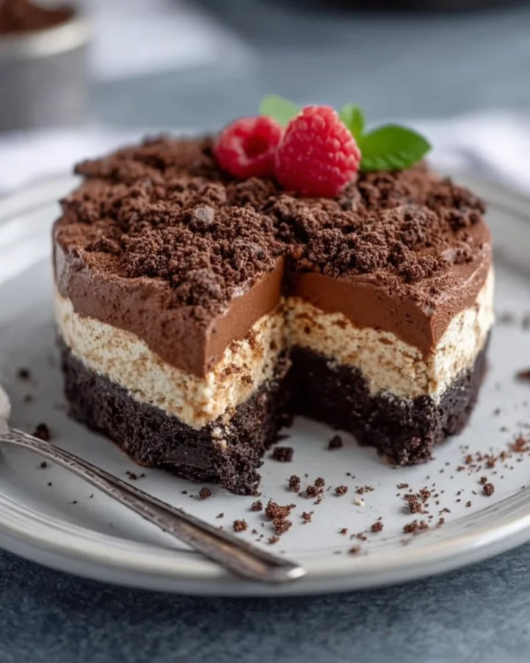 Delicious Keto Dirt Cake with chocolate layers and creamy topping