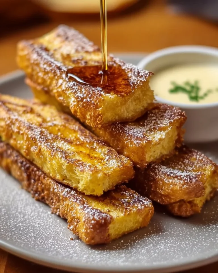 Keto French Toast Sticks with sugar-free syrup on a plate