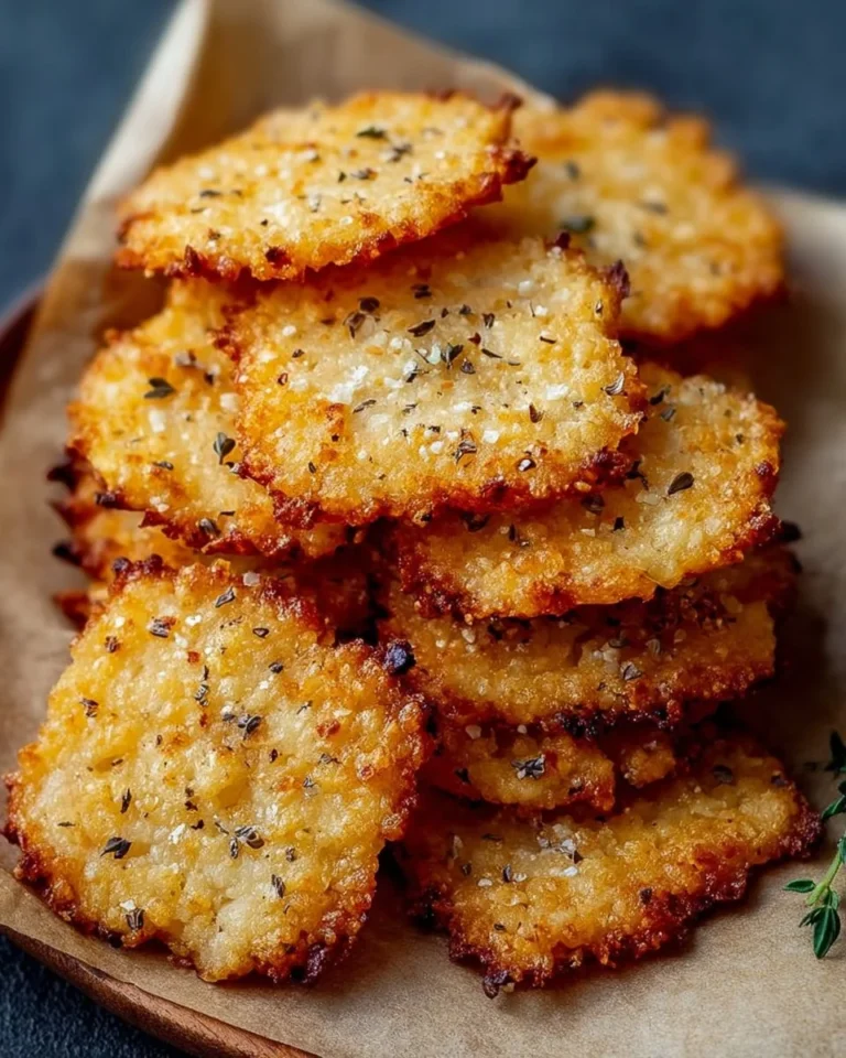 Homemade low-carb oven-baked cottage cheese crackers on a wooden table.