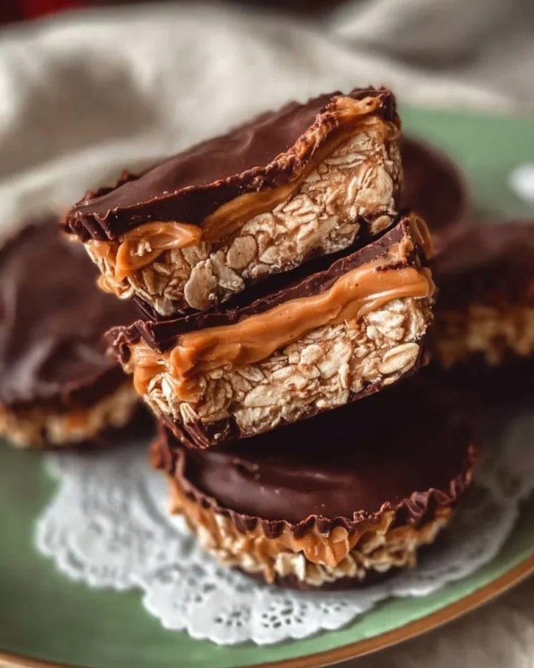 Delicious homemade Peanut Butter Oat Cups stacked on a plate