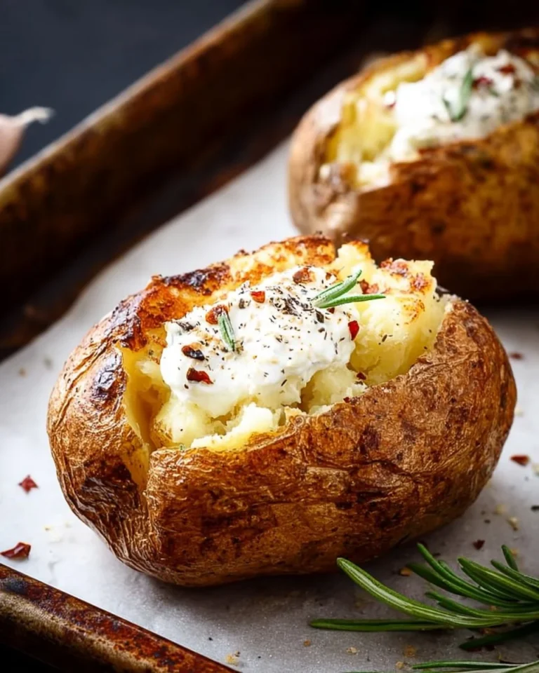 Perfectly baked potato with crispy skin and fluffy interior