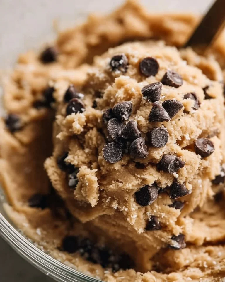 Delicious protein cookie dough in a bowl, ideal for healthy snacking.