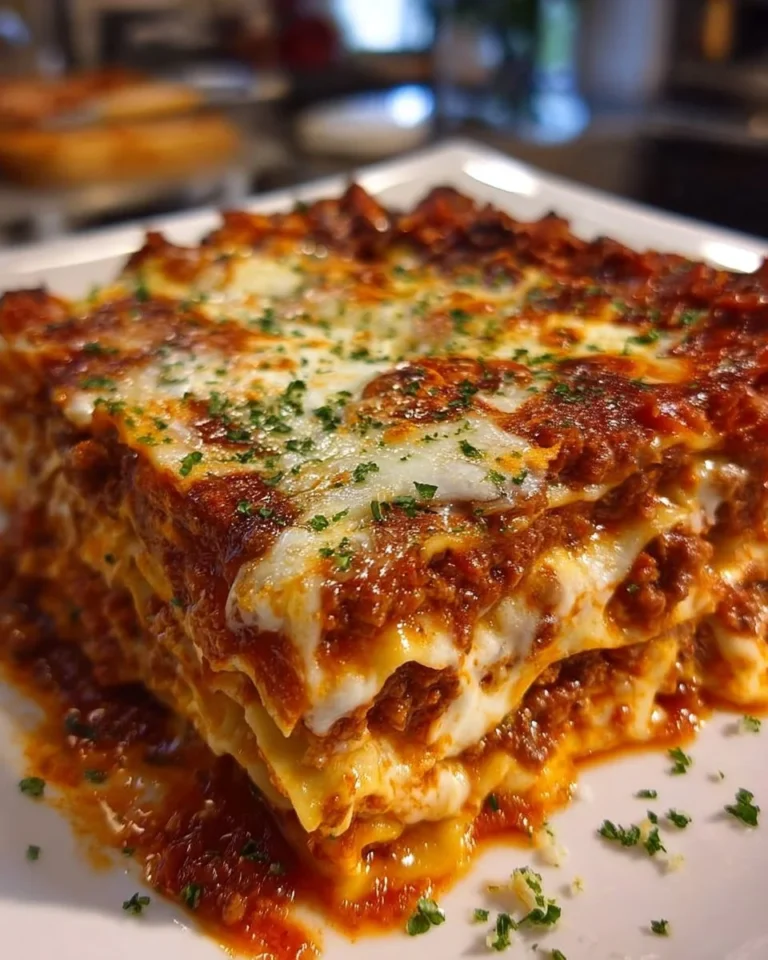 Quick and easy lasagna dish with layers of pasta, cheese, and sauce