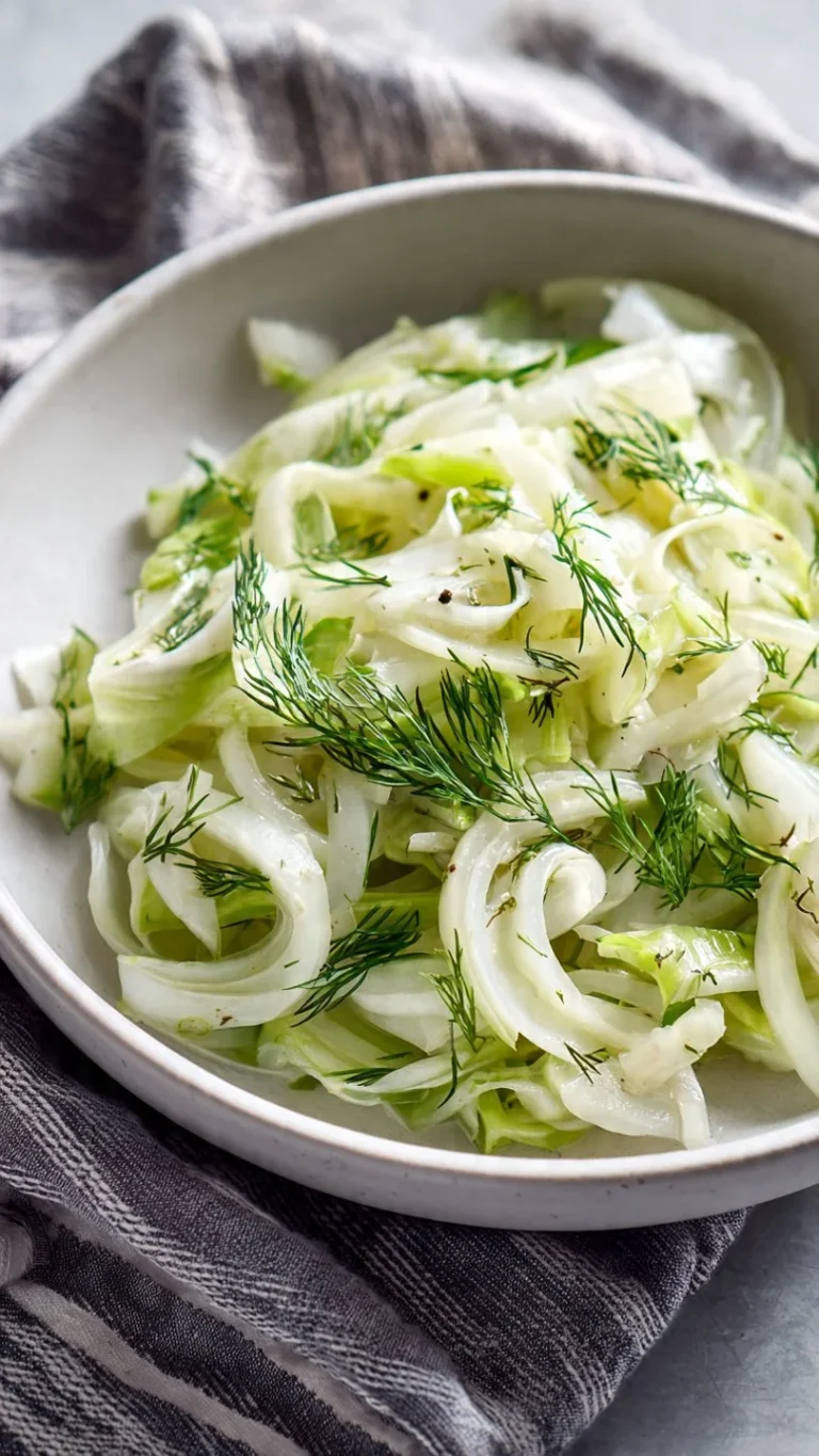 Simple fennel salad with lemon dressing and fresh herbs