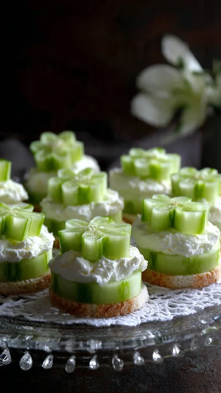 Simple open face cucumber tea sandwiches served on a platter