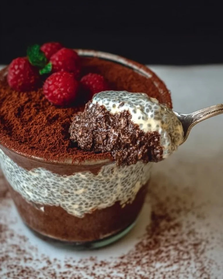 Viral tiramisu chia pudding topped with cocoa and coffee, gluten-free dessert